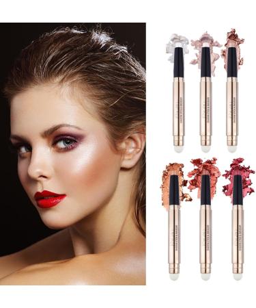 Eye Shadow Sticks Set - 6 Colors Makeup Eyeshadow Pencil Crayon - Long Lasting Natural Eye Shadow Highlighter Stick for Women Daily Use and Pochy A(1# 6#) - Buy Online on GoSupps.com