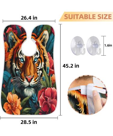 Flower Tiger Beard Bib Apron - Beard Hair Catcher for Men | Perfect Gift for Father's Day Anniversary & Christmas | Includes 2 Suction Cups - Buy Online on GoSupps.com