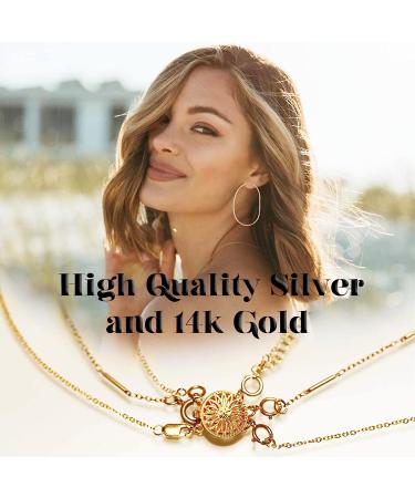 Layered Necklace Clasp Slide | 14k Gold & Silver Jewelry Connectors for Bracelets | Triple Stand Design - Buy Online on GoSupps.com