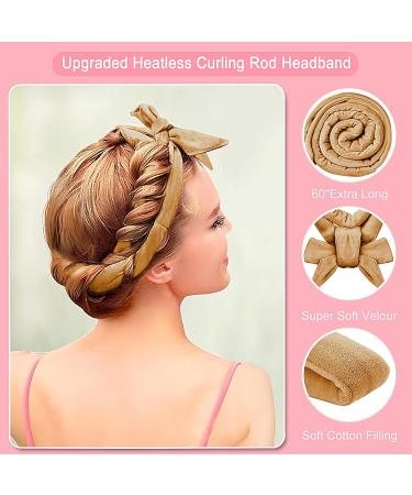Heatless Lock Winder & Curl Band Set - Non-Slip DIY Hair Curler for Medium Long Hair (Khaki) - Buy Online on GoSupps.com