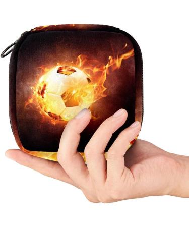Cool Sport-Feuer-Fu ball Ladies Napkin Storage Bag | Portable Menstrual Pad & Cup Pocket with Zipper for Teenagers & Women - Buy Online on GoSupps.com