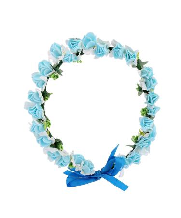 Onwon Multicolor Rose Flower Wreath Headband - Light Blue Floral Crown for Wedding, Festivals, Photography - Halo Hair Band for Travel & Performance - Buy Online on GoSupps.com