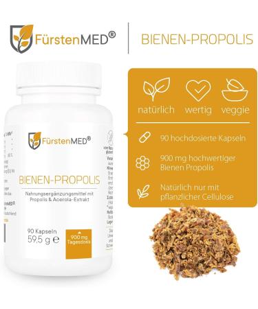F rstenMED Real Bee Propolis Capsules - High Dose Natural Bee Resin + Acerola - 90 Vegetarian Capsules - Lab Tested for Quality - Buy Online on GoSupps.com