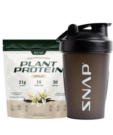Organic Plant Based Vegan Protein Powder Nitric Oxide Boosting Protein Powder Vanilla Bean BCAA Amino Acid for Muscle Growth Performance & Recovery - 30 Servings (Vanilla) + Shaker