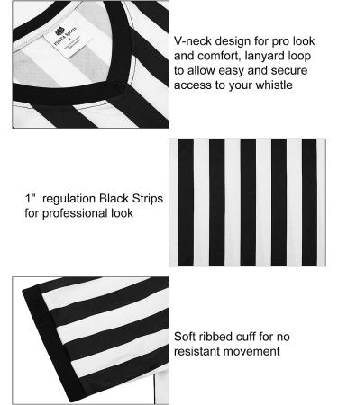 FitsT4 Men's Black & White Stripe Referee Shirt - V-Neck Short Sleeve Uniform for Soccer, Basketball, Football - Size XL - Buy Online on GoSupps.com