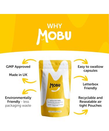 Psyllium Husk 750mg Capsules - Premium Fibre Supplement for Digestion Support | Vegan | GMP Approved | Made in UK - MOBU - Buy Online on GoSupps.com