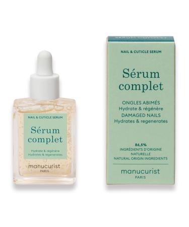 Manucurist - Complete Serum Care for Damaged Nails and Cuticles Hydrates and Regenerates Nails which Break Easily Non-Greasy Gel Texture Up to 86.5% Bio-sourced Made in France 15 ml