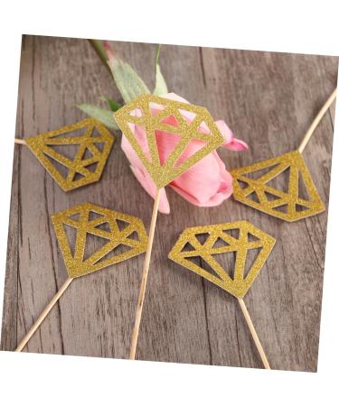 100pcs Wedding Birthday Diamond Decor Cake Insert Card Golden medium - Buy Online on GoSupps.com