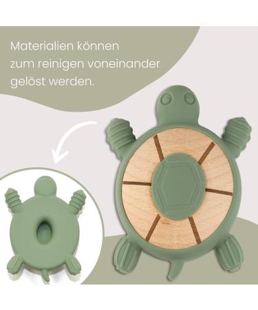 Bobys Bite Ring for Babies - 100% BPA-Free Wooden & Silicone Turtle Dental Aid & Grasping Toy - Sustainable Oil Green Teether - Buy Online on GoSupps.com