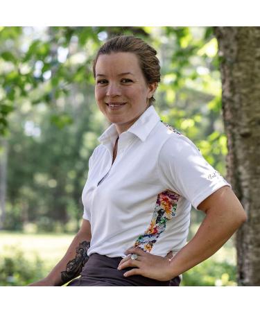 Anni Lyn Sportswear Women's Cool Breeze Polo Shirt - White/Vibrant Horse - Size Large - Buy Online on GoSupps.com