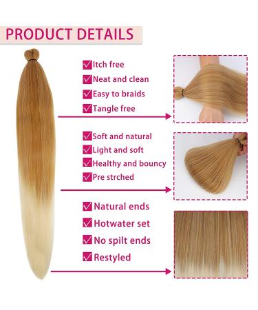 Pre Stretched Ombre Braiding Hair 30 8 Packs/Lot 27/613 Color | Yaki Texture | Hot Water Setting | Itch-Free Synthetic Extensions - Buy Online on GoSupps.com