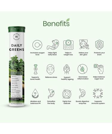 NS Daily Greens Wholefood Multivitamin with Vitamin C Zinc B6 B12 for Immunity and Detox with 39+ Organic Certified Plant Superfoods & Antioxidants(15 Effervescent Tablets) Pack of 2 - Buy Online on GoSupps.com