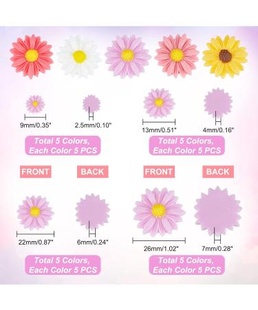 PandaHall Flower Daisy Cabochons - 75pcs, 5 Colors Resin Charms for DIY Accessories - Buy Online on GoSupps.com