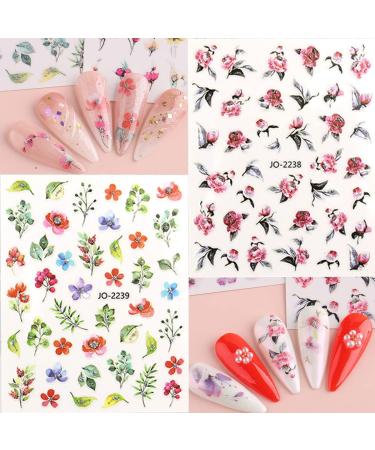 3D Flower Nail Art Stickers - Self-Adhesive Decals for Acrylic Nails - Spring Floral Design - 8 Sheets - Buy Online on GoSupps.com