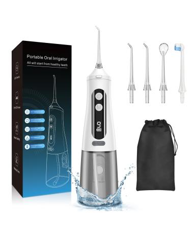water flosser 350ml tank with 4 nozzles 9 modes dental tools to remove plaque and tartar waterflosser slate flosser rechargeable M131 water flosser-braces home travel White