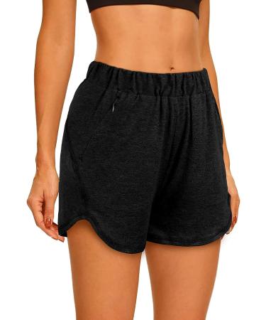 XIEERDUO Women's Workout Shorts - Black, X-Large | Athletic Running Dolphin Shorts with Zipper Pockets - Buy Online on GoSupps.com