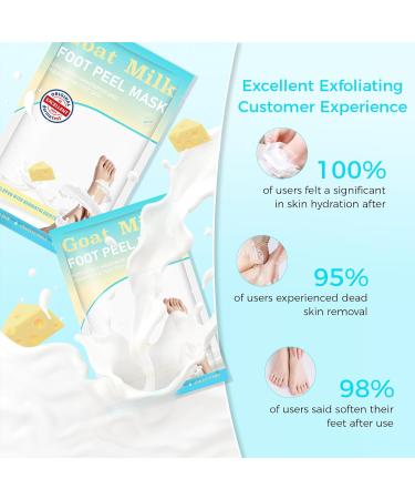 Foot Peeling Mask 3 Pairs: Peeling Foot Mask Dermatologically Tested Heels & Dry Dead Skin for Soft Feet Foot Peel Mask (Goat Milk) Gold Milk - Buy Online on GoSupps.com