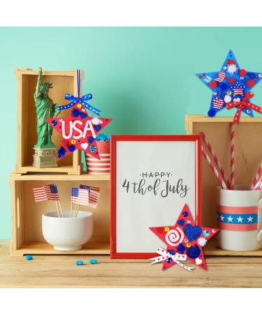 Winlyn 18 Sets 4th of July Patriotic Kids Crafts Kit - DIY Star Ornaments & Decorations with Foam Shapes and Stickers - Buy Online on GoSupps.com