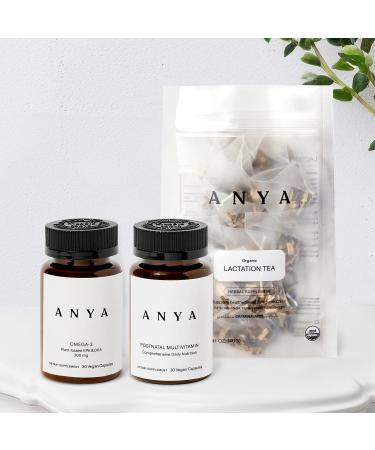 ANYA Multivitamin + Lactation Tea Bundle Postpartum Essentials for Women Postnatal Supplements for Breastfeeding