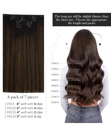 Vivien Clip-In Extensions | Real Hair Balayage Ombre #1B/6/1B | Natural Black to Medium Brown | 25cm 7pcs 80g - Shop Now! - Buy Online on GoSupps.com