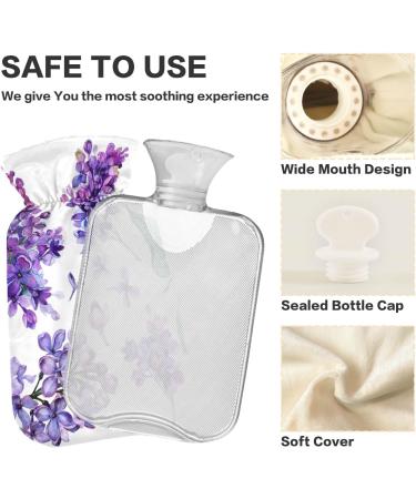 Hot Water Bottle with Cover - 1L Purple Butterfly Design | Pain Relief for Children Men & Women - BAP-Free - Buy Online on GoSupps.com