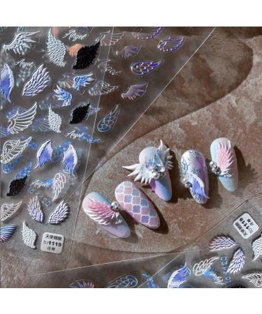 Nail Art Self Adhesive Wings Craft 5D Nail Sticker Decals Transfer Stickers Nail Art Decoration(1) Style1 - Buy Online on GoSupps.com