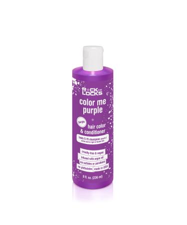 Rock The Locks Rock the Locks Hair Color and Conditioner (All in One Bottle) Bright Purple Color Argan Oil to Promote Shine and Strength  8 Fl Oz (Pack of 1)