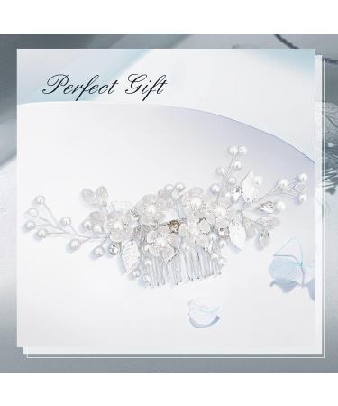 Makone Silver Rhinestone Wedding Hair Clip - Bridal Hair Accessories for Women - Flower Headpiece Barrette for Bride Bridesmaid Girls - Buy Online on GoSupps.com