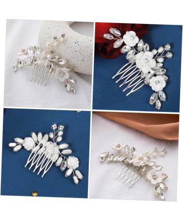 Wedding Hair Accessories Hair Toppers Rhinestone Hair Comb Flower Hair Side Comb Decorative Hair Side Comb Headgear Decorate Wedding Dress Crystal Bride White Soft Pottery Flower - Buy Online on GoSupps.com