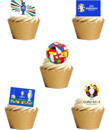 27 Stand Up Football 2024 Euros Germany Themed Edible Wafer Paper Cake Toppers Decorations - Buy Online on GoSupps.com
