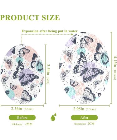 3-Pack Cleaning Kitchen Sponges Oval Watercolor Butterfly Kitchen Cellulose Dishwashing Wood Pulp Cotton - Buy Online on GoSupps.com