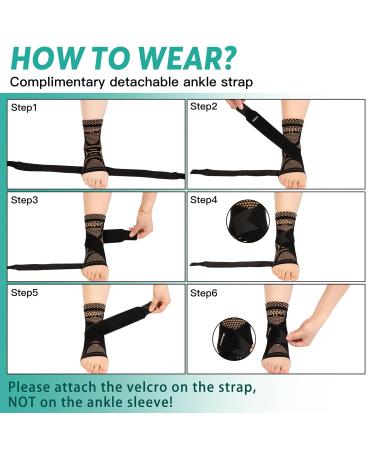 INDEEMAX Ankle Brace for Men & Women | Copper Infused Compression Sleeve for Sprained Ankle Plantar Fasciitis & Achilles Tendonitis Pain Relief - Medium Copper Black - Buy Online on GoSupps.com