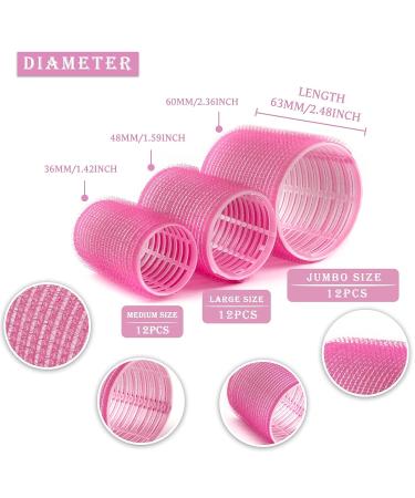 Jumbo Hair Rollers Set for Long Hair - 47pc Self-Grip Curlers with Clips & Comb in Rose Red - No Heat, 3 Sizes - Ideal for Long, Medium, Short Hair - Buy Online on GoSupps.com