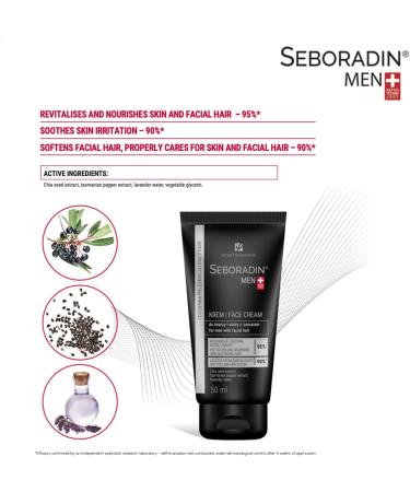 Seboradin Beard Face and Skin Cream for Men 50ml | Moisturizing and Revitalizing Face Cream | Anti-Aging Anti-Fatigue Beard Care | Moisturizing Sensitive Skin Care - Buy Online on GoSupps.com