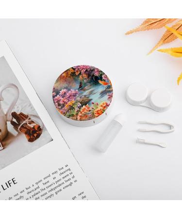 Buy Flowers with Birds Contact Lens Travel Kit - Portable & Cute Contact Box with Mirror for Daily Use - Ideal for Outdoor Adventures - Buy Online on GoSupps.com