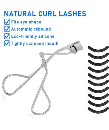 Sibba Eyelash Pliers with 10 Silicone Pads | Rose Gold Lash Curler for Women | Effortlessly Curl Eyelashes | Fits All Eye Shapes (Silver) - Buy Online on GoSupps.com