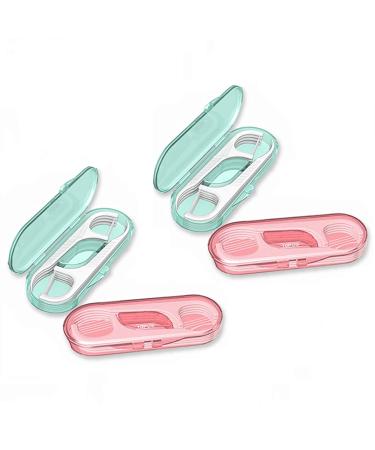 High Toughness Professional Toothpicks Sticks Dental Floss Picks 20 Picks Threader Flosser with 2 Storage Cases, flossing for Family,Hotel,Travel (Pink and Green)
