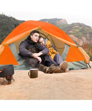 BISINNA 2 Person Camping Tent - Lightweight & Waterproof for Family Camping, Hiking, and Travel | Orange - Buy Online on GoSupps.com