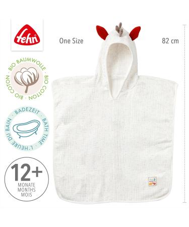 Fehn Baby Zebra Bathing Towel - Organic Cotton Hooded Poncho for Toddlers 55x110 cm - Soft Musselin Baby Bath Towel - Buy Online on GoSupps.com