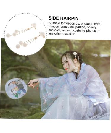 FRCOLOR 1 pair fringe clip womens hair accessories wedding hair barrettes wedding hair accessory shiny pearl hairpin crystal hair barrettes hair clip girl alloy Plush white China - Buy Online on GoSupps.com