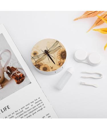 Dragonfly on Sunflower Contact Lens Case - Travel-Friendly Lens Care Box for Safe Storage | Shop Now - Buy Online on GoSupps.com