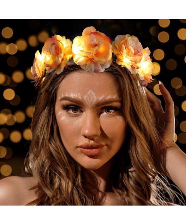 Zoestar LED Flower Crown Headbands Light Up Hair Wreath Headband Bridal Garland Headpiece Floral Festival Headdress Hair Accessories for Women and Girls - Buy Online on GoSupps.com