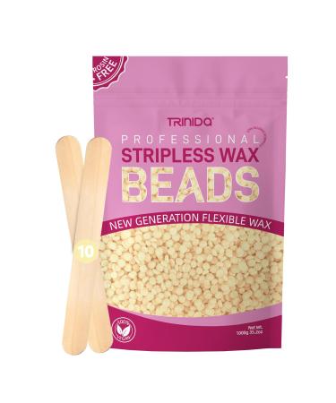 TRINIDa Wax Beads Professional Hard Wax Beads 1000g with 10 Applicators For Full Body Facial and Legs Painless Gentle Hair Removal Wax Beads for Women and Men (Cream) Cream 1kg