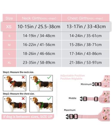 Heele No-Pull Dog Harness for Medium Dogs | Soft Breathable & Adjustable Reflective Design | Anti-Pull Padded Handle | XS Pink Floral - International Shipping Available - Buy Online on GoSupps.com