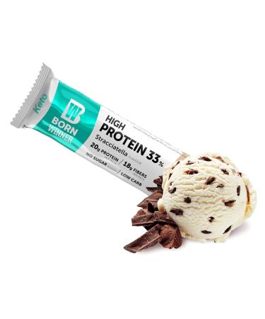 BornWinner Keto High Protein Bar - Stracciatella Low Carb 31% Protein 20g Protein & 18g Fiber per Bar - 12x60g Pack - International Shipping Available - Buy Online on GoSupps.com
