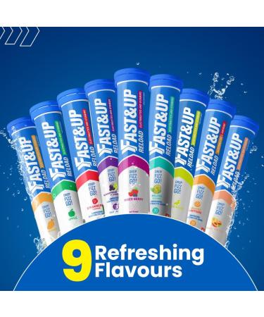 Fast&Up Reload - Strawberry - Instant Electrolytes & Hydration - 80 Effervescent Tablets (4 x 20) - Saver Multipack Strawberry 20 count (Pack of 4) - Buy Online on GoSupps.com