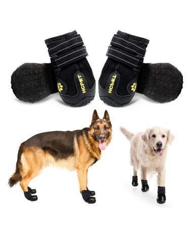 Dog Boots Paw Protectors, Dog Shoes for Large Dogs Winter Snow, Extra Large Dog Booties for Outdoor/Running/Hiking/Hot Pavement, Straps, Non-Slip, 4Pcs (Black, Size 6) Black Size 6