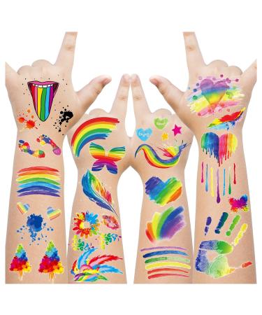 Cerlaza 100+Styles Tie Dye Temporary Tattoos  Tie Dye Birthday Party Supplies Favors  Tie Dye Decorations for Party  Colorful Tie Dye Body Art Fake Tattoo Stickers for Kids Adults