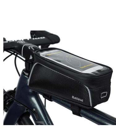Ralvia bike frame bag waterproof - bike mobile phone holder ideal for navigation 7.0 inch - bicycle pocket frame bike cell phone pocket bicycle accessories black
