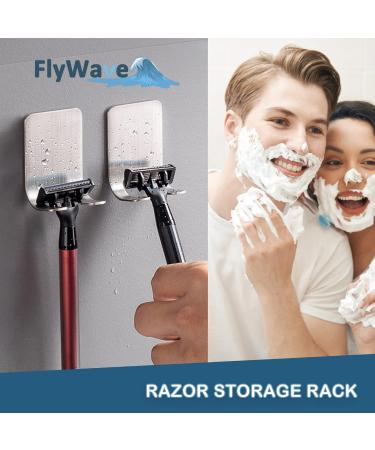 Flywave Shaver Bracket - 4 Piece Self-Adhesive Stainless Steel Razor Holder for Bathroom Kitchen & Bedroom - Buy Online on GoSupps.com
